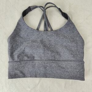 Lululemon Energy Bra Womens‎ 4 Long Line Heathered Black Luxtreme Strappy Back
